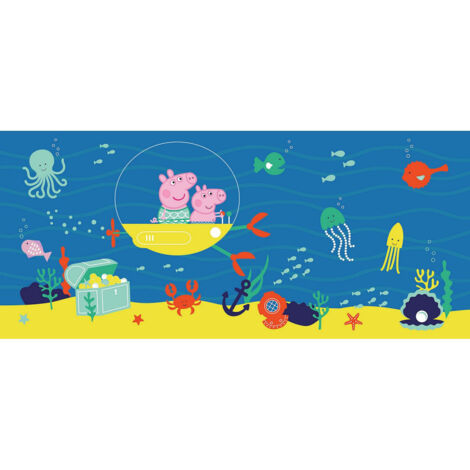 Poster géant horizontal Peppa pig avec sa famille dans l'eau 170 x 75 CM (1/3)
