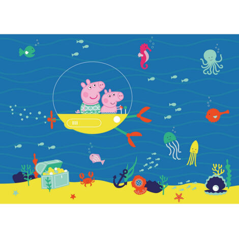 Poster intissé Peppa Pig avec sa famille dans l'eau - 155 x 110 cm (1/3)