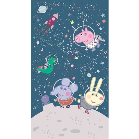 Poster intissé - Peppa Pig avec sa famille dans L'espace - 150 x 270 cm (1/3)