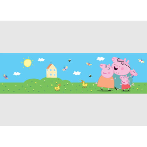 Frise auto-collante Peppa Pig avec sa famille - 1 rouleau de 0,138 x 5 m (1/5)