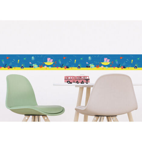 Frise auto-collante Peppa Pig avec sa famille dans l'eau - 1 rouleau de 0,138 x 5 m (1/2)