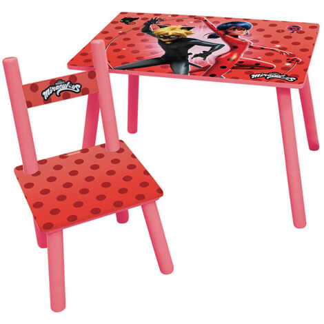 Table rectangulaire en bois + 1 Chaise Miraculous (1/2)