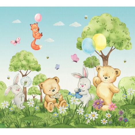 Rideaux petit ourson lapin et renard - 2 pièces - L180 cm x H 160cm (1/2)