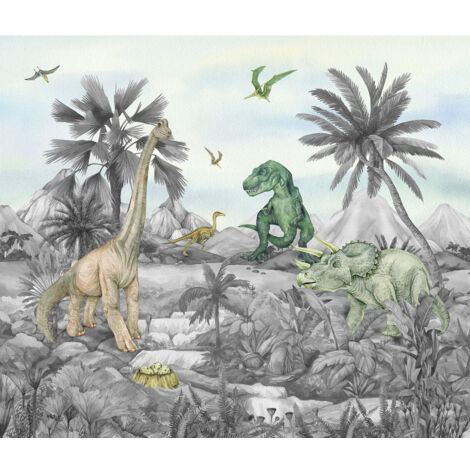 Rideaux Dinosaures noir et blanc - 2 pièces - L180 cm x H 160cm (1/2)