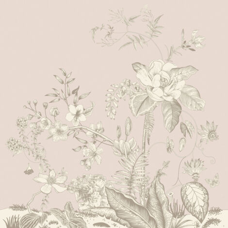 Coussin - fleurs blanches sur fond rose - 45 cm x 45 cm (1/3)