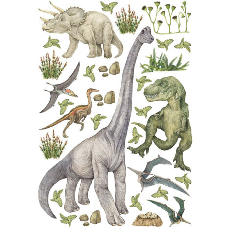 Stickers dinosaure dans la foret - 1 planche 42,5 x 65 cm (1/5)