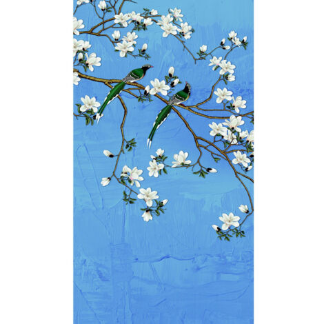 Poster intissé - arbre a fleurs blanches et ciel bleu - 150 x 270 cm (1/3)