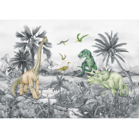 Poster intissé - Dinosaure en noir et blanc - 155 x 110 cm (1/3)