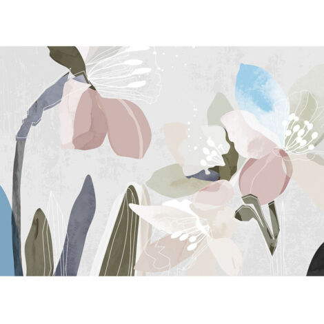 Poster intissé dessin de fleurs en peinture - 155 x 110 cm (1/3)