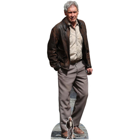 Figurine en carton Harrison Ford Tee-Shirt Beige et Veste en Cuir Marron - Acteur Américain - Haut 186 cm (1/5)