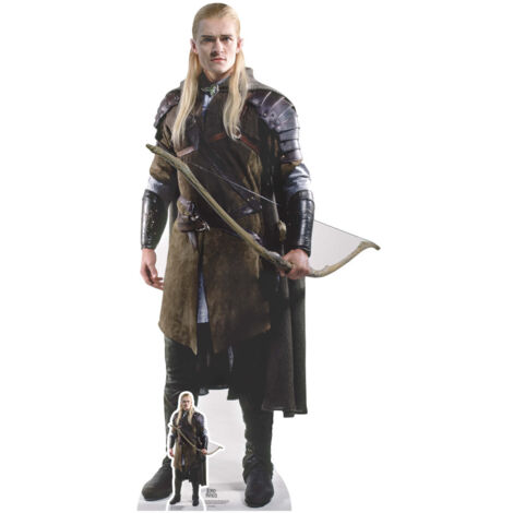 Figurine en carton  Legolas et sa tenue mythique marron et son arc - Le Seigneur des Anneaux - Haut 185 cm (1/5)