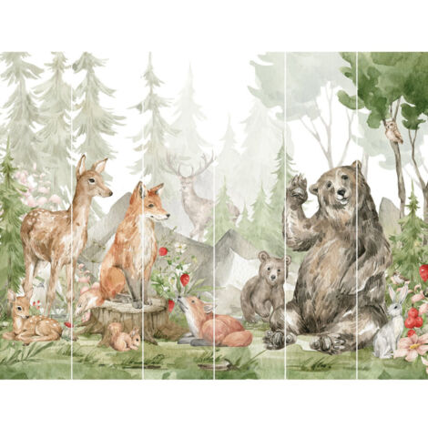 Papier peint Walltastic Les Animaux de la foret Forest friends - 305x244cm (1/4)