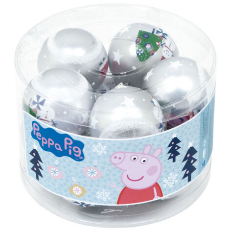 Lot de 10 boules de Noël argentées 6cm - Peppa Pig (1/3)
