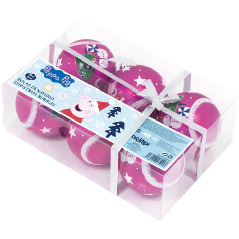 Lot de 6 boules de Noël fushia 8cm - Peppa Pig (1/3)
