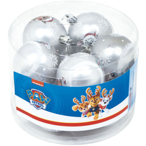 Lot de 10 boules de Noël argentées 6cm - Pat Patrouille (1/3)