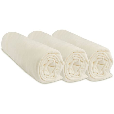 Lot de 3 Draps housse Jersey 100% Coton - 40x80 / 40x90 cm -Écru