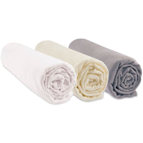 Lot de 3 Draps housse 100% Coton Bio - 70x140 cm - Blanc