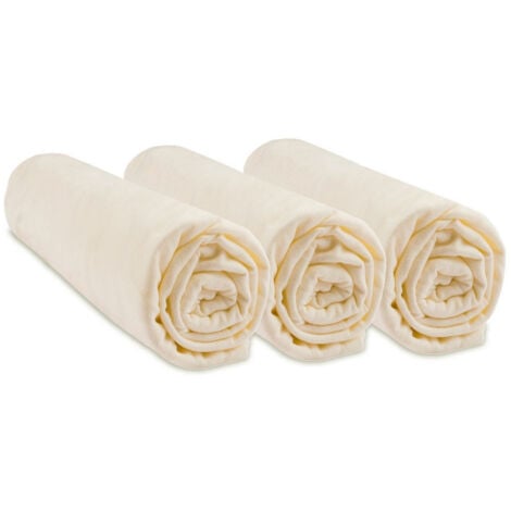Lot de 3 Draps housse 100% Coton Bio - 40x80 / 40x90 cm - Écru