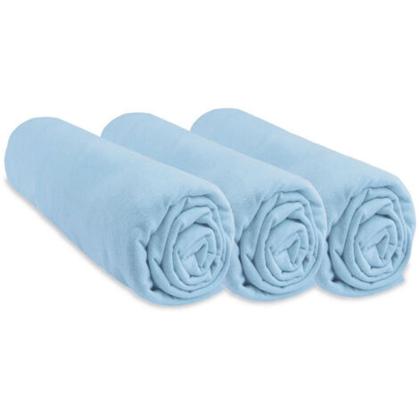 Lot de 3 Draps housse Jersey 100% Coton - 40x80 / 40x90 cm -Ciel (1/4)