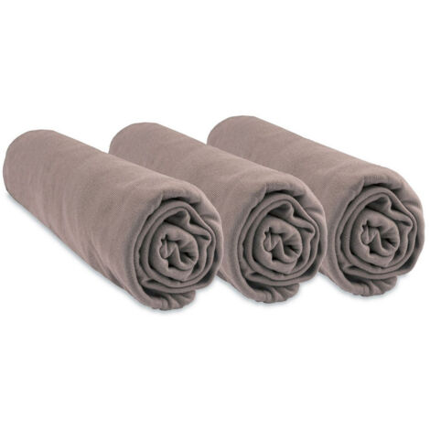 Lot de 3 Draps housse Berceau 40x80 cm extensible 40x90 Bambou - Taupe