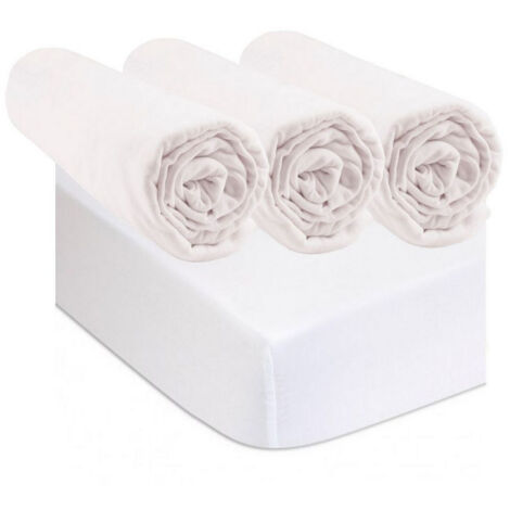 3 Draps housse 40x80 Blanc + 2 Alèses 40x80 en Coton Bio