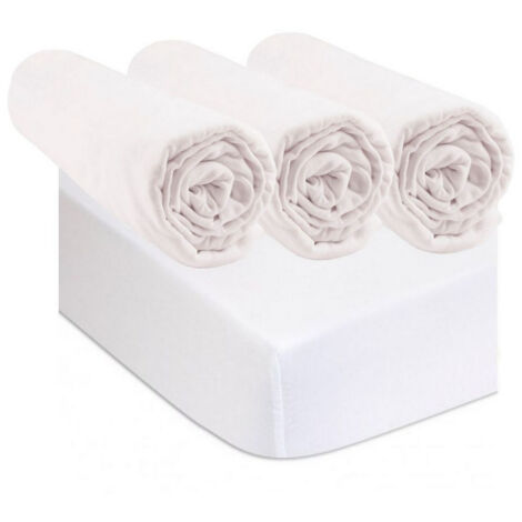 3 Draps housse 40x80 Coton Blanc + 2 Alèses 40x80 Coton