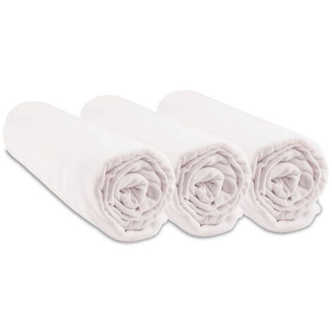 3 Draps housse 40x80 Coton Blanc + 2 Alèses 40x80 Coton