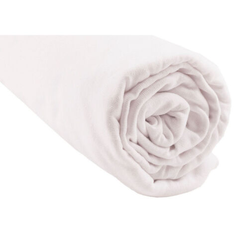 Drap housse 100% Coton Bio pour lit 140x190 / 140x200 cm - Blanc (1/4)