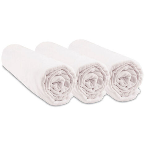 Lot de 3 Draps housse 100% Coton Bio - 60x120 cm - Blanc (1/4)