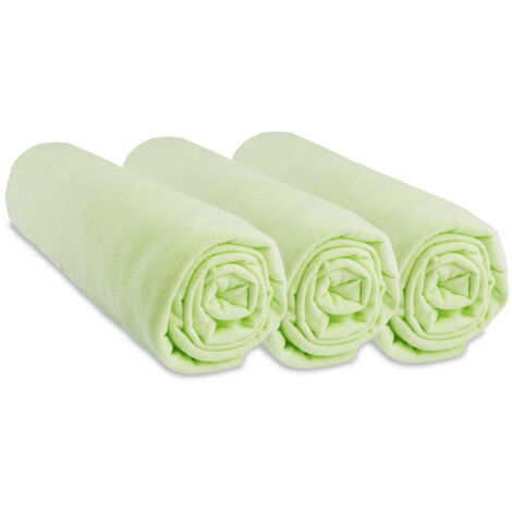 Lot de 3 Draps housse Jersey 100% Coton - 40x80 / 40x90 cm -Anis (1/4)