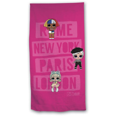 Serviette de plage - Poupées LOL Surprise - -Rome, New-York, Paris, London- - 70x140 cm (1/3)