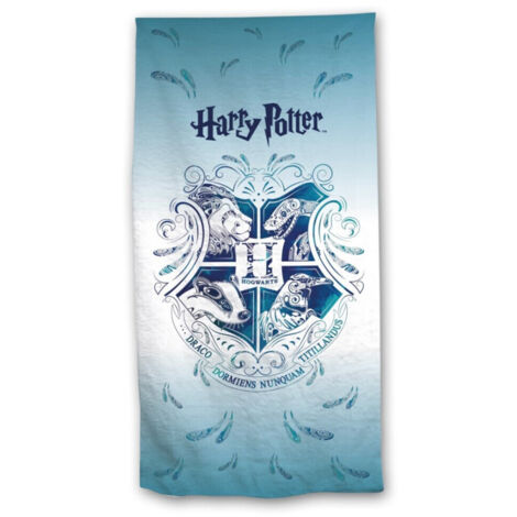 Serviette de plage - Harry Potter - Blason -Hogwarts- - Bleue et Blanche - 70x140 cm