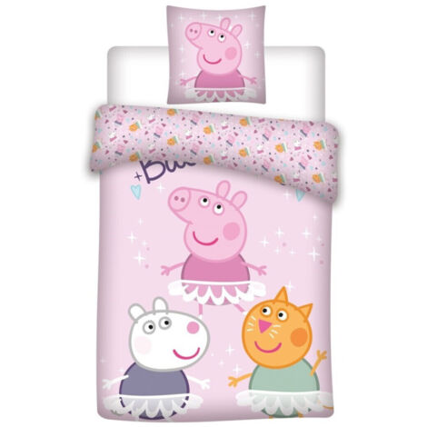 Parure de lit réversible Peppa Pig - Peppa, Suzy et Candy - Rose - 140 cm x 200 cm (1/2)