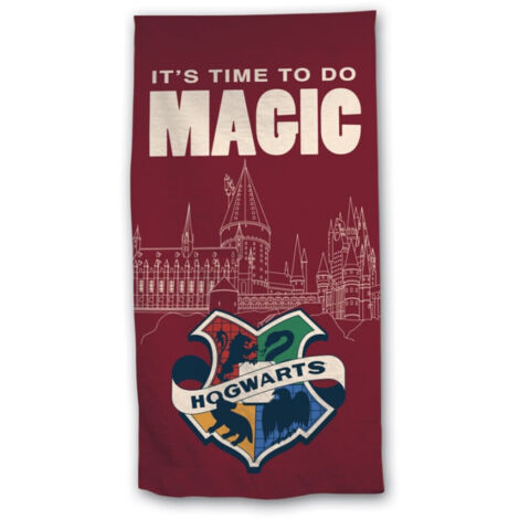 Serviette de plage - Harry Potter - Blason -Hogwarts- - -It's Time to do Magic- - 70x140 cm (1/3)
