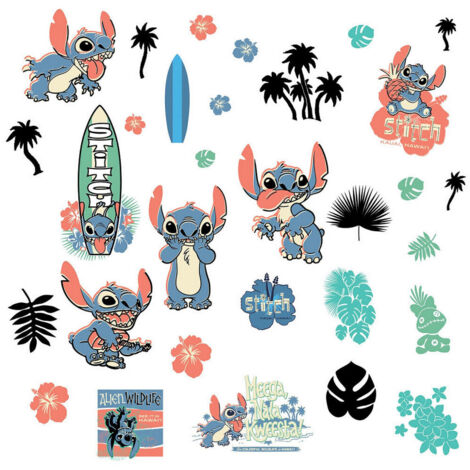 Stickers repositionnables - Lilo et Stitch - Stitch Surf - 13 cm x 26 cm (1/5)