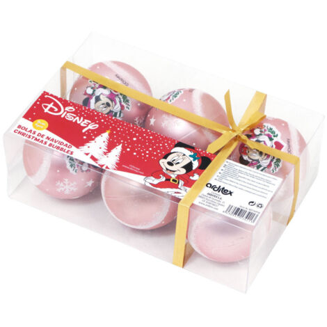 Lot de 6 Boules de Noël - Disney Minnie - Rose - 8 cm (1/3)