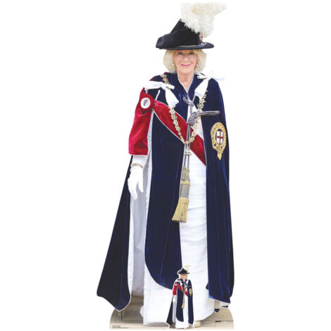 Figurine en carton Camilla Parker Bowles - Reine Consort - Ordre des Chevaliers - Haut 195 cm (1/5)