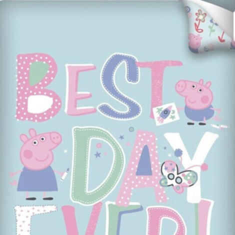 Parure de lit réversible Peppa Pig - Best Day Ever  - Bleu - 140 cm x 200 cm