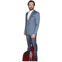 Figurine en carton Clive Standen avec barbe en costume gris bleu 188cm