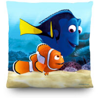 Coussin décoratif Le monde de Nemo 40x40 cm – 100 % polyester – Motif Nemo et Dory – Pour chambre d'enfants – Ag Art