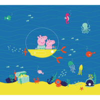 Papier peint Peppa pig avec sa famille dans l'eau 225 x 270 cm