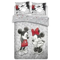 Parure de lit double réversible Disney Mickey et Minnie - 200 cm x 240 cm