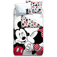 Parure de lit réversible Disney Mickey et Minnie - Bisou - 155 cm x 200 cm