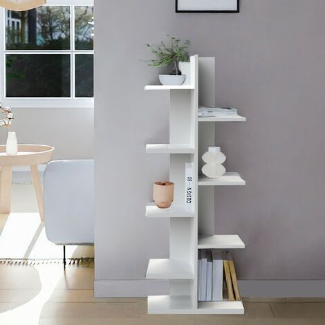 Le Quai Des Affaires – Etagère à poser blanche 46x24x120 cm – Panneau de particules léger – Accessoires de montage inclus – Pour rangement livres et objets décoratifs
