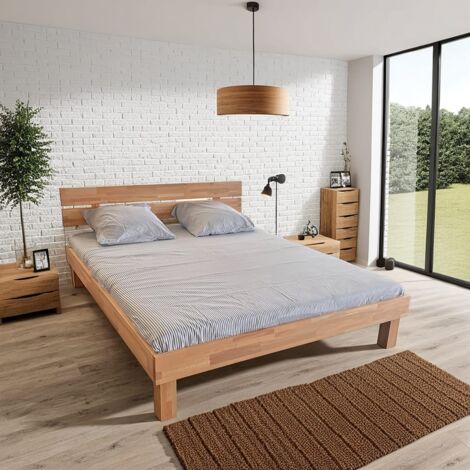 Le Quai Des Affaires – Lit adulte 140x200 cm en hêtre massif huilé – Structure robuste – Finition élégante pour un confort optimal – Montage facile (1/5)