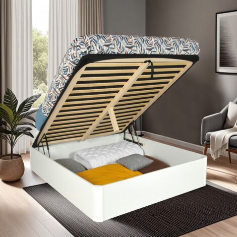 Le Quai Des Affaires – Lit coffre 160x200 cm blanc – Sommier inclus – Capacité de rangement 999 litres – Design élégant et fonctionnel (1/5)