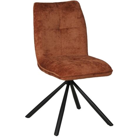 Le Quai Des Affaires – Chaise pivotante salle à manger – Tissu brun brique – Piètement métal – Hauteur assise 50 cm – Dimensions 47x58x87.5 cm (1/5)