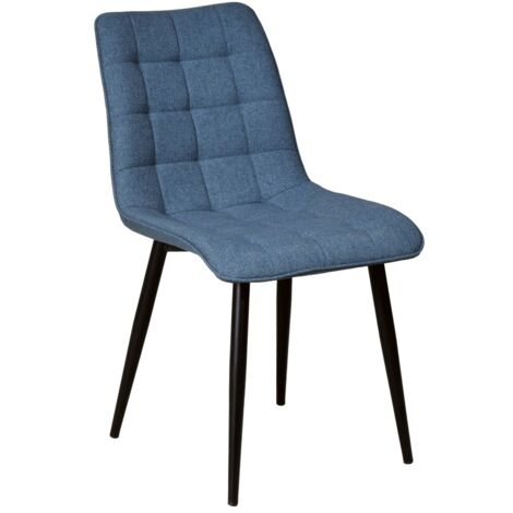 Le Quai Des Affaires – Chaise de salle à manger MUSE – Tissu velours capitonné bleu – Dimensions 60x45x84 cm – Hauteur d'assise 48 cm (1/5)
