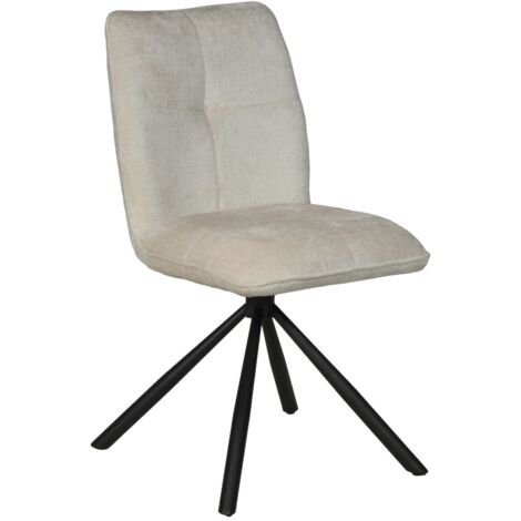 Le Quai Des Affaires – Chaise pivotante salle à manger – Tissu beige – Hauteur d'assise 50 cm – Piètement métal – Design contemporain 360° (1/5)