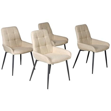 Le Quai Des Affaires – Lot de 4 chaises de salle à manger ARTY – Assise en tissu beige – Piétement en métal – Hauteur d'assise 48 cm – Dimensions 53x60x86.5 cm (1/5)